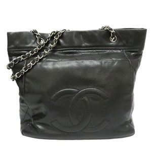 Chanel Caviar Skin Chain Tote Bag Black